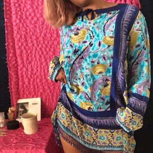 Silk tunic top/dress with hanging beads